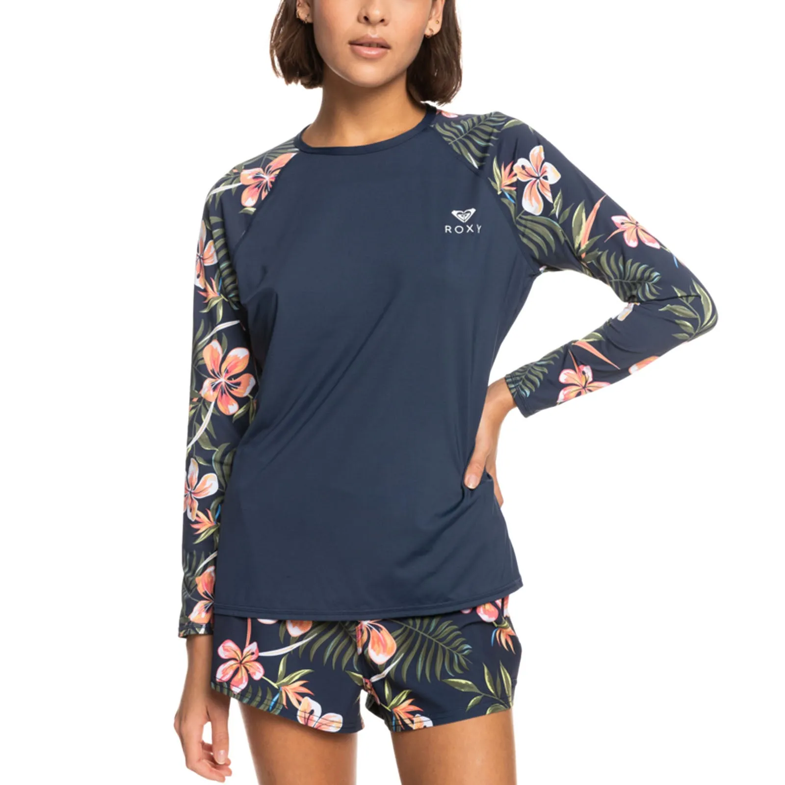 Roxy Womens Lycra Printed Long Sleeve Rash Vest - Mood Indigo