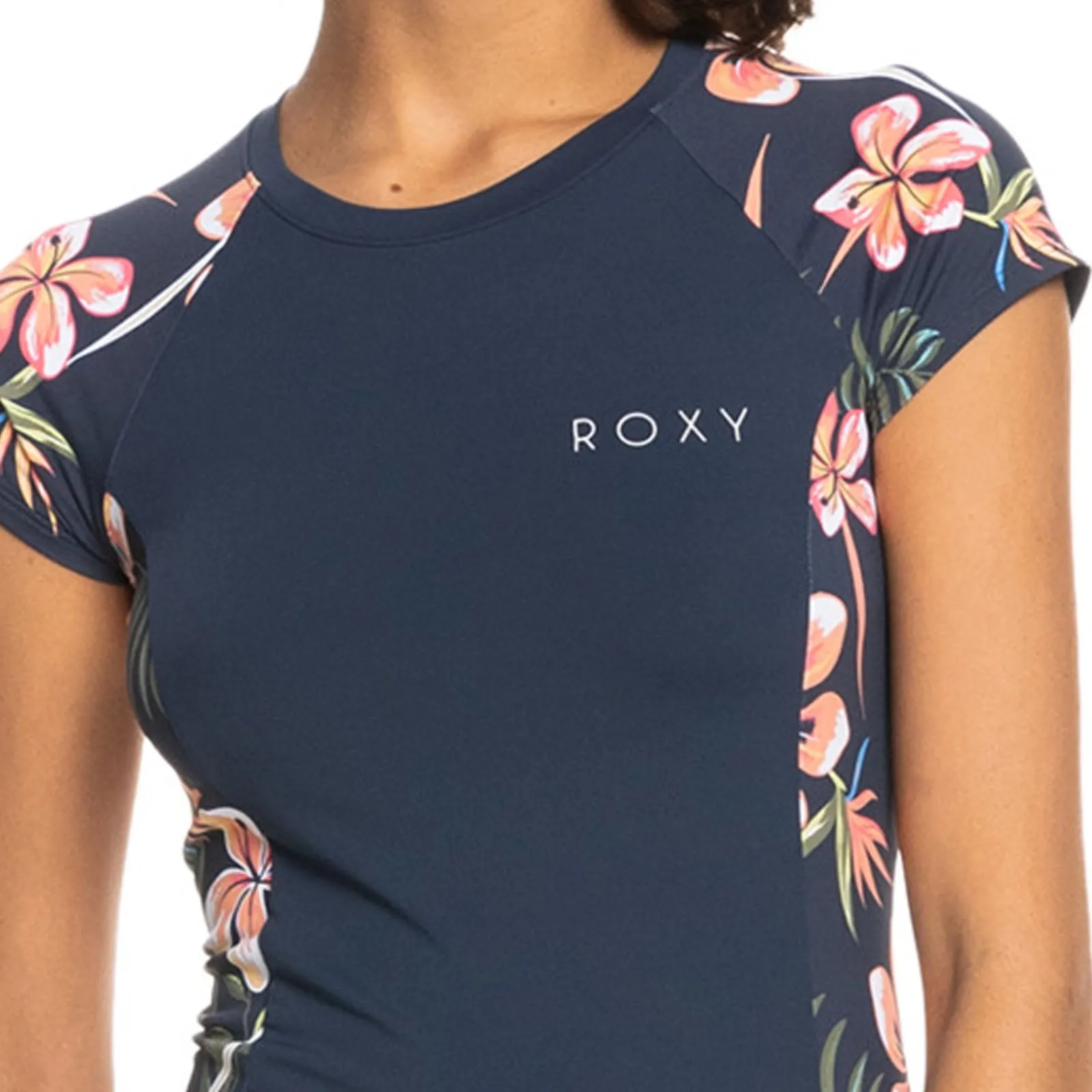 Roxy Womens Printed Short Sleeve Zip Up Rash Vest