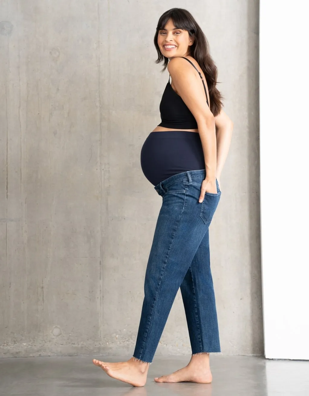 Ryder | Organic Tapered Frayed Hem Maternity Jeans