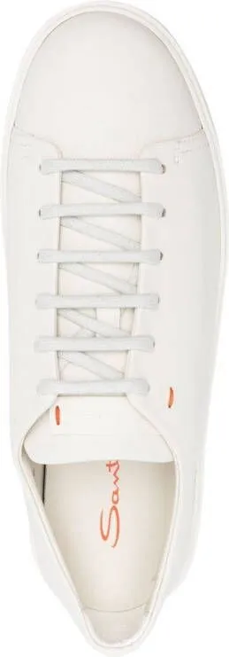 Santoni embossed-logo tongue low-top sneakers White