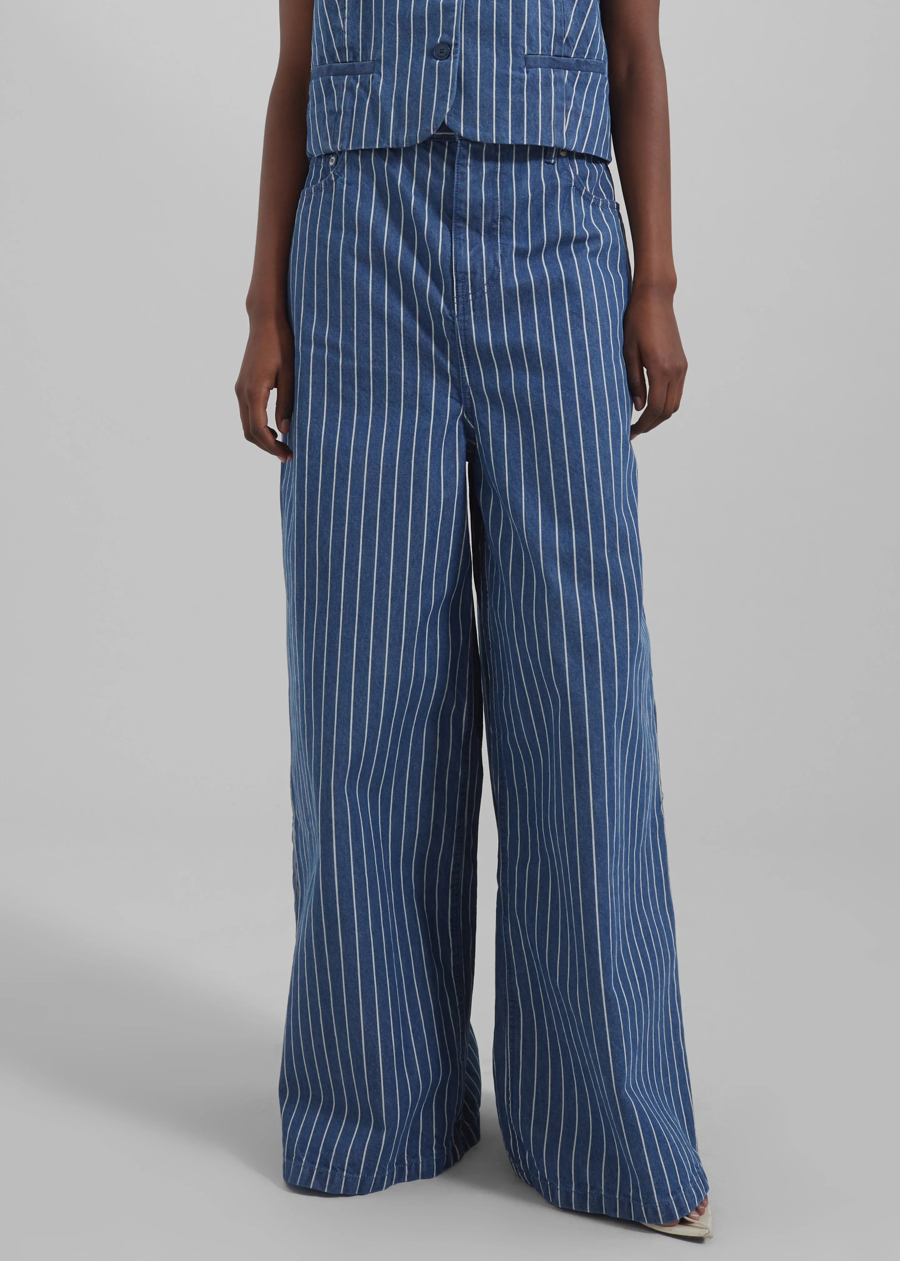 Sasha Wide Leg Jeans - Blue/White Stripe