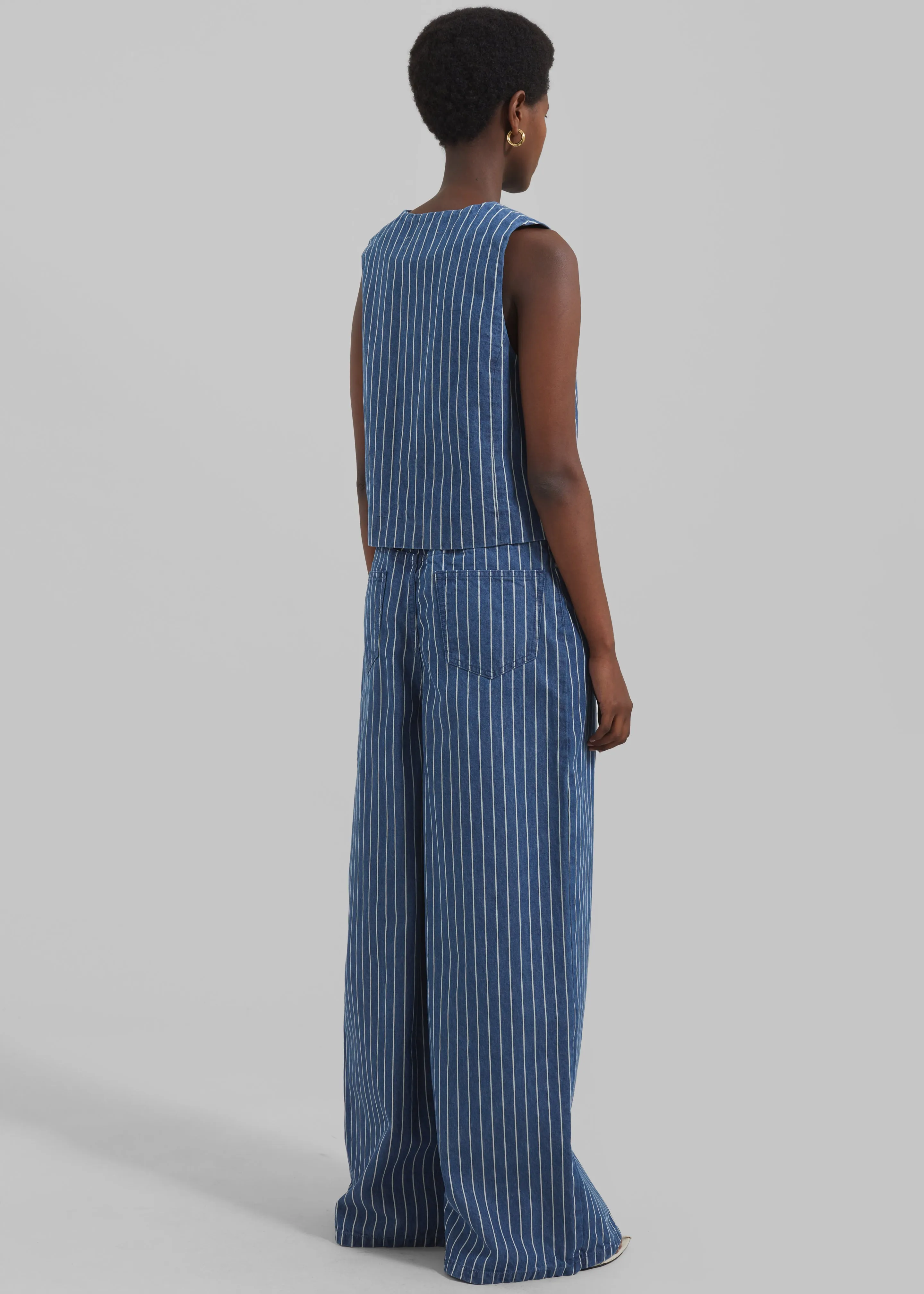 Sasha Wide Leg Jeans - Blue/White Stripe