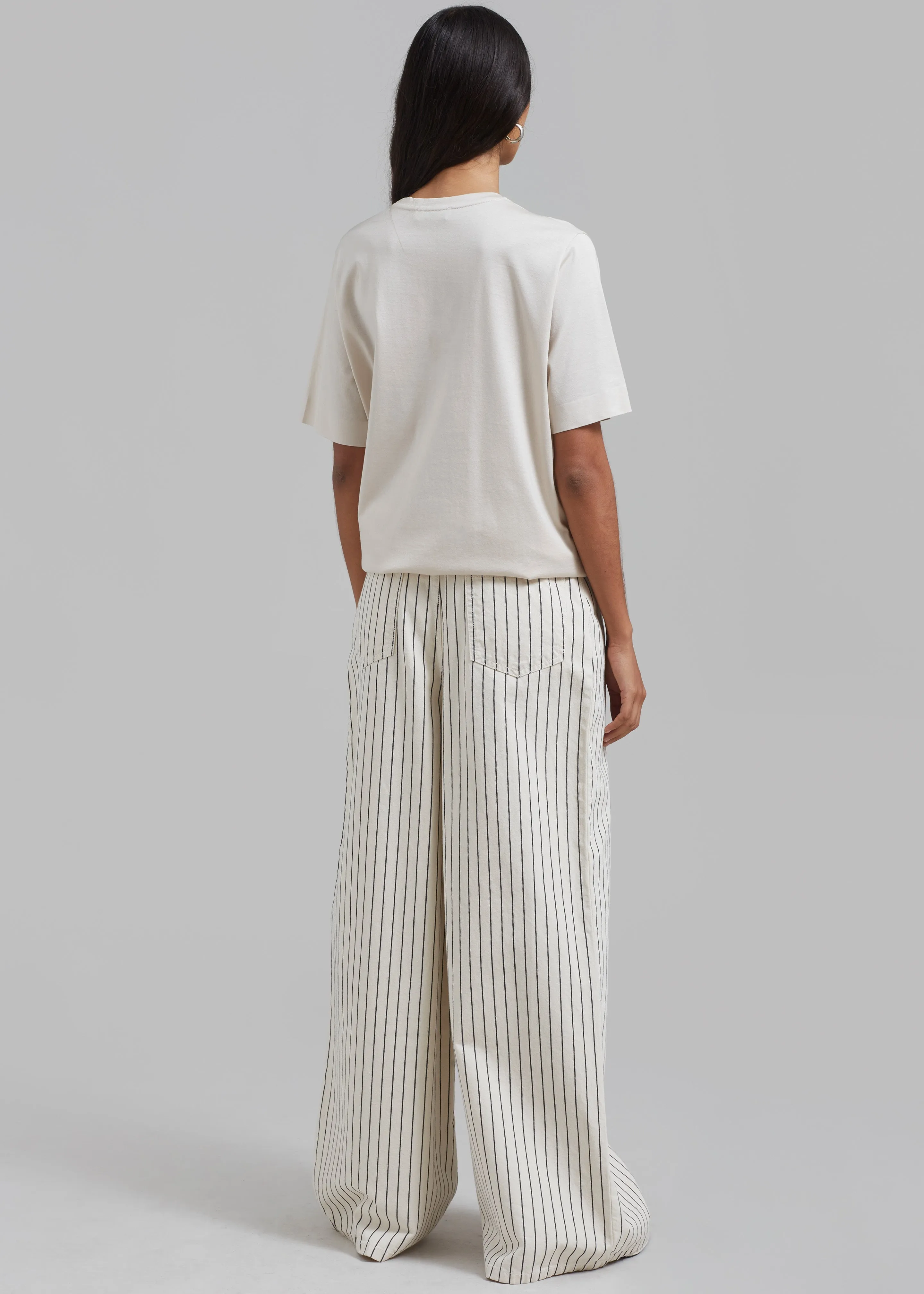 Sasha Wide Leg Jeans - Cream/Black Stripe