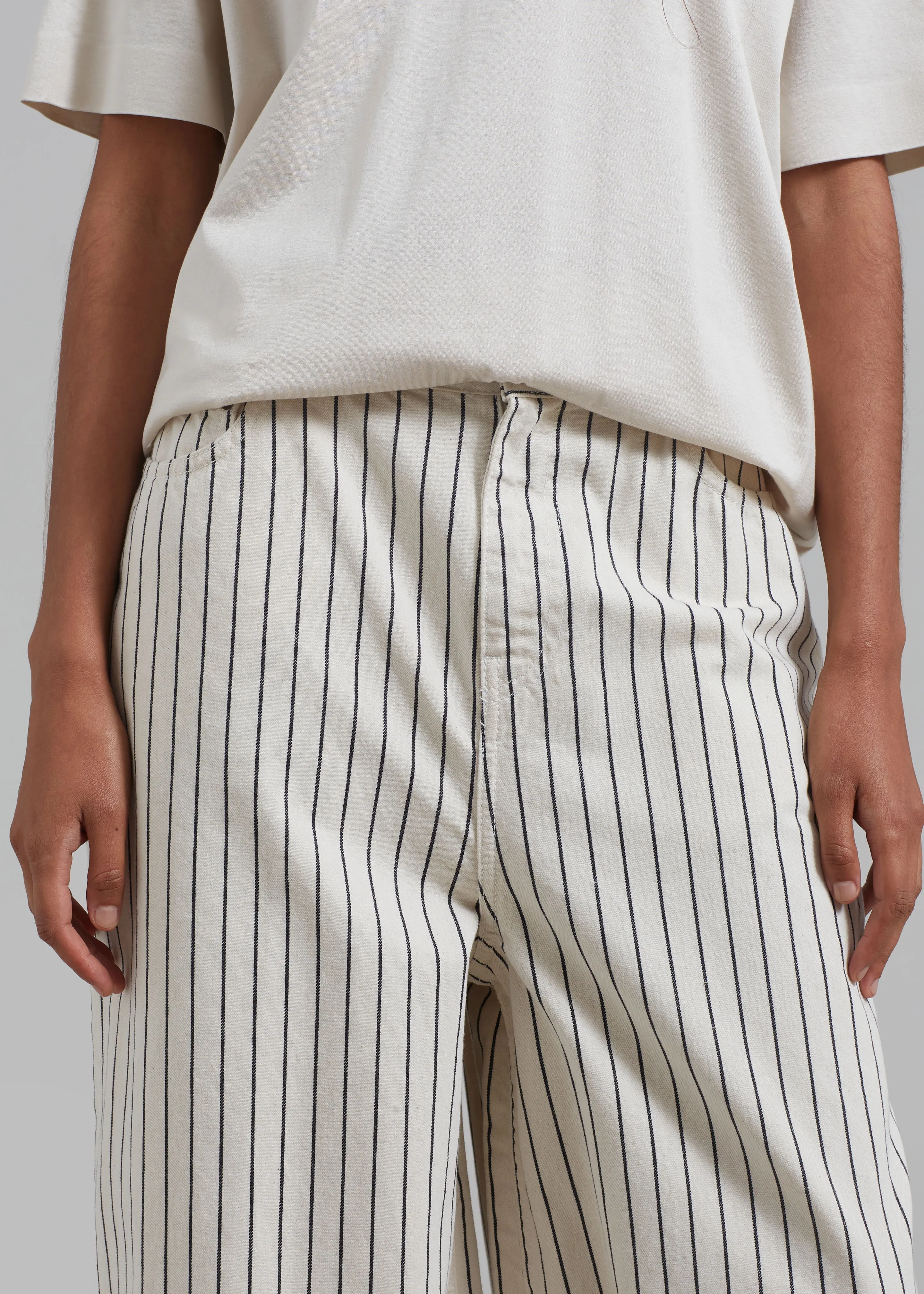 Sasha Wide Leg Jeans - Cream/Black Stripe