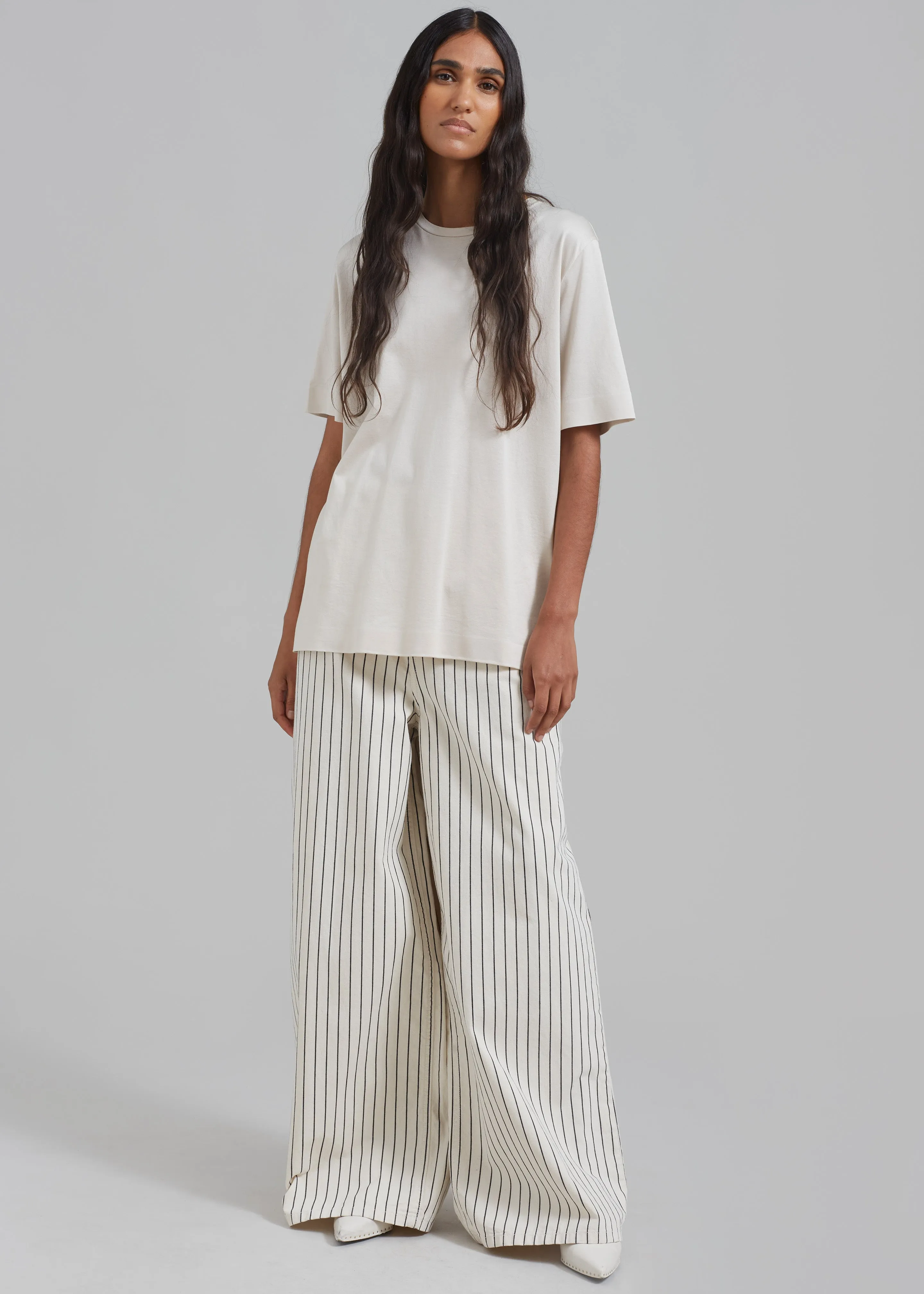 Sasha Wide Leg Jeans - Cream/Black Stripe