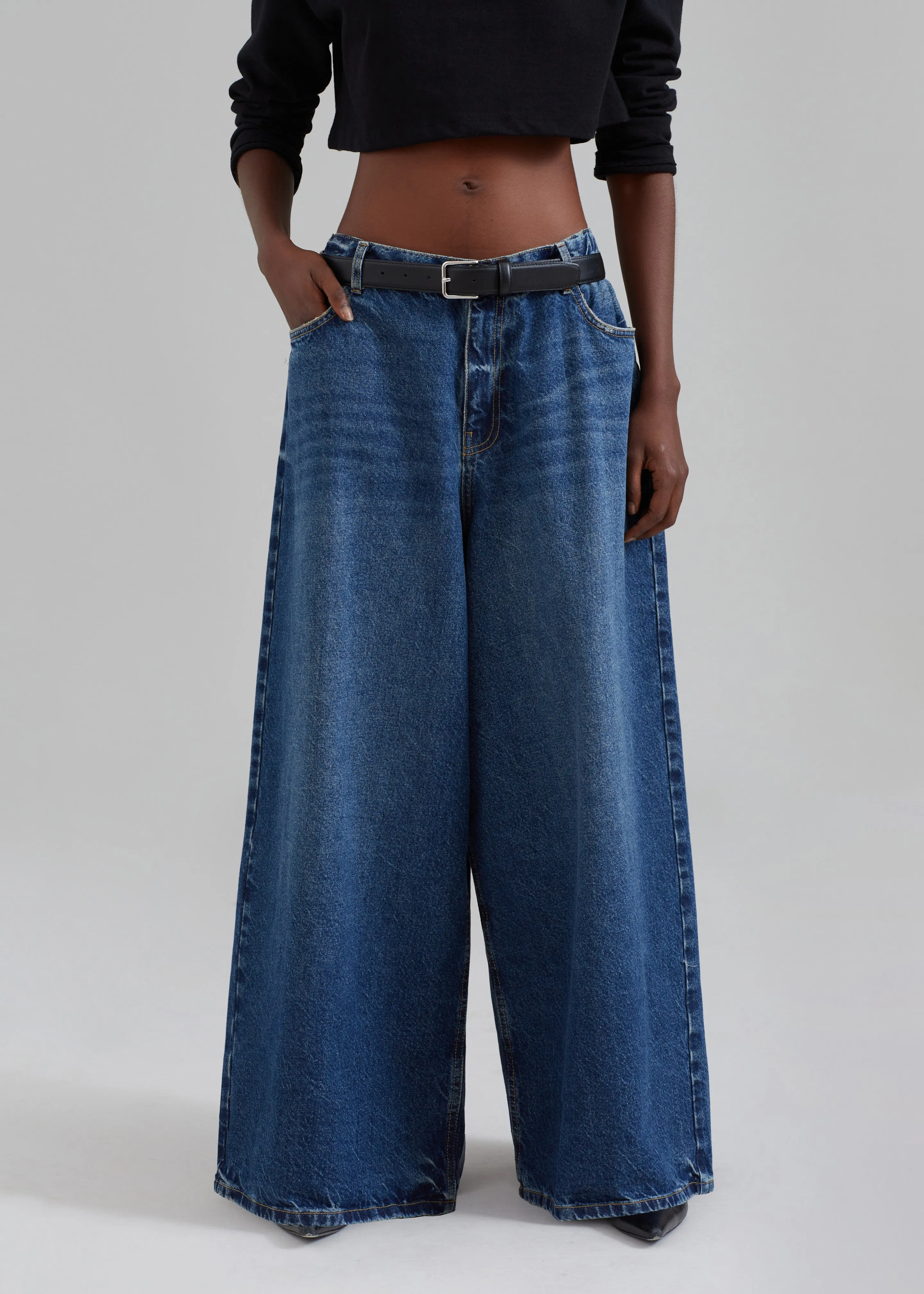 Sasha Wide Leg Jeans - Dark Blue