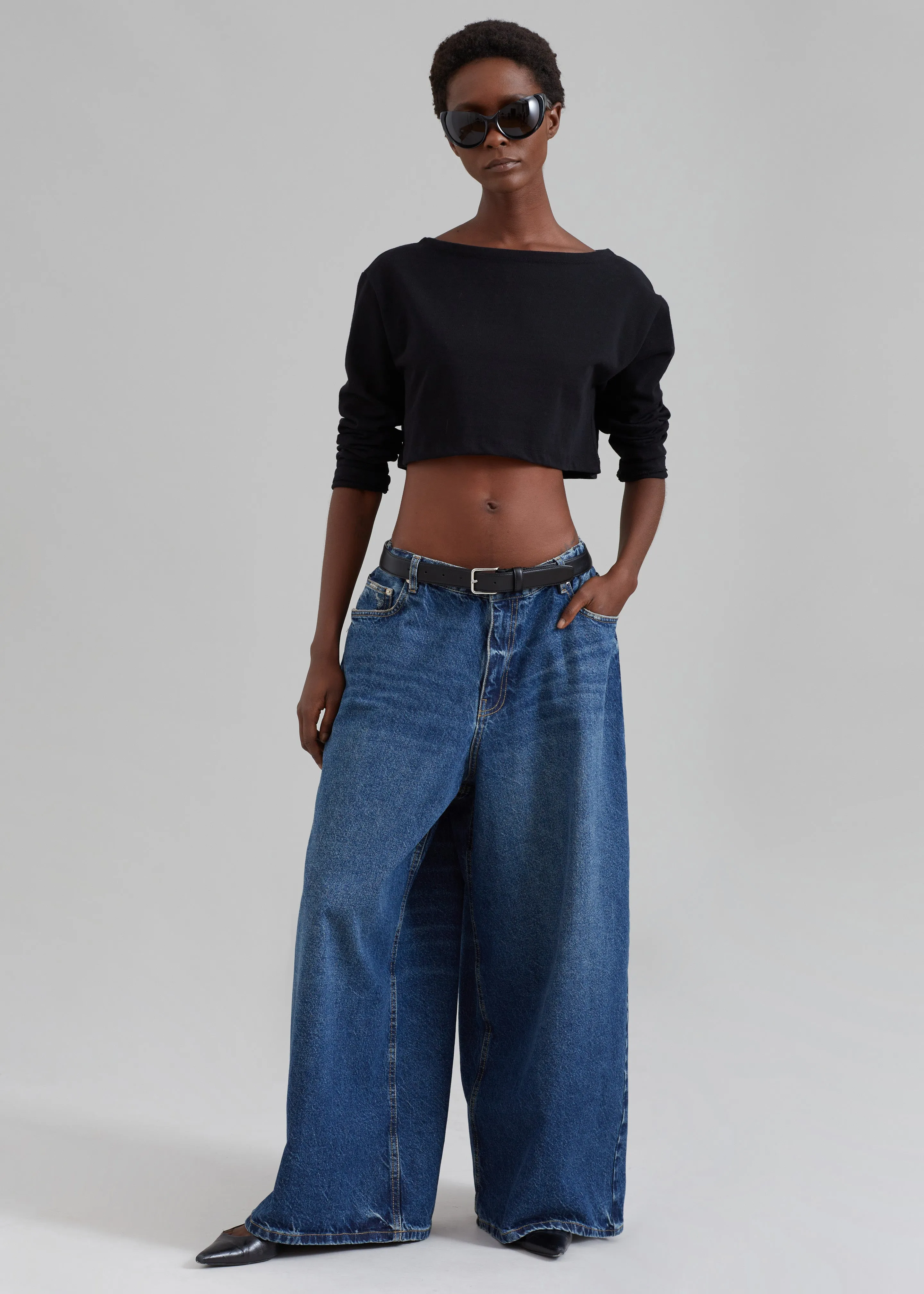 Sasha Wide Leg Jeans - Dark Blue