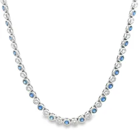 Shy Creation Diamond and Sapphire Bezel Tennis Necklace