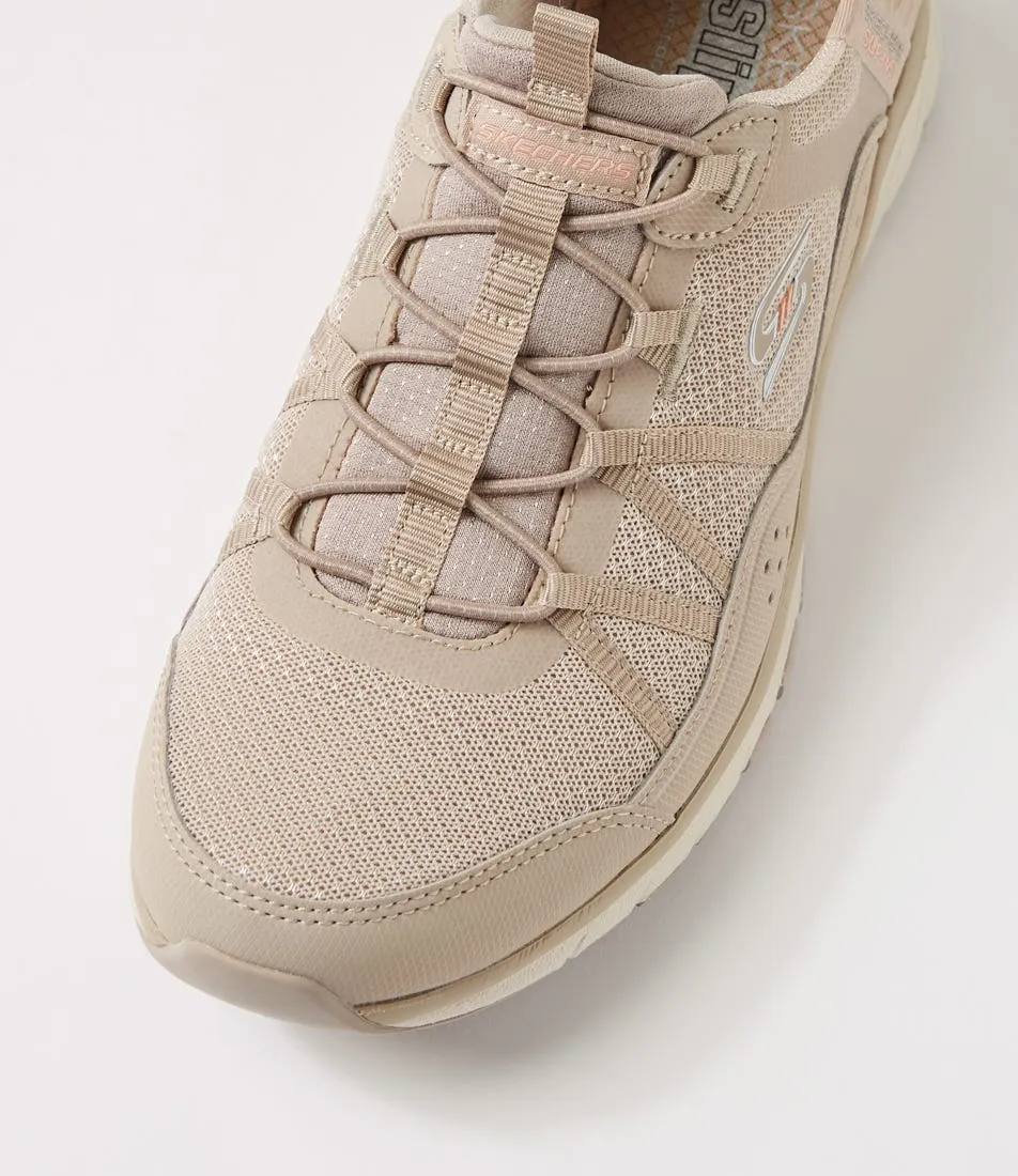 SKECHERS Gratis Sport Awe Inspiring Taupe Fabric Sneakers