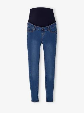 Skinny Leg Maternity Jeans with Seamless Belly-Wrap - dark blue