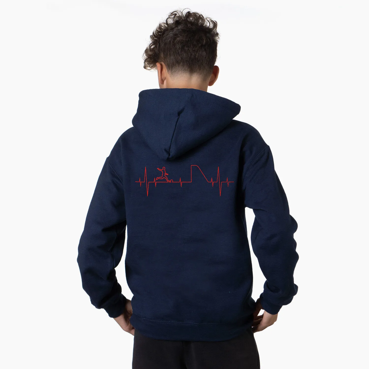 Soccer Hooded Sweatshirt - Soccer Heartbeat (Back Design) 