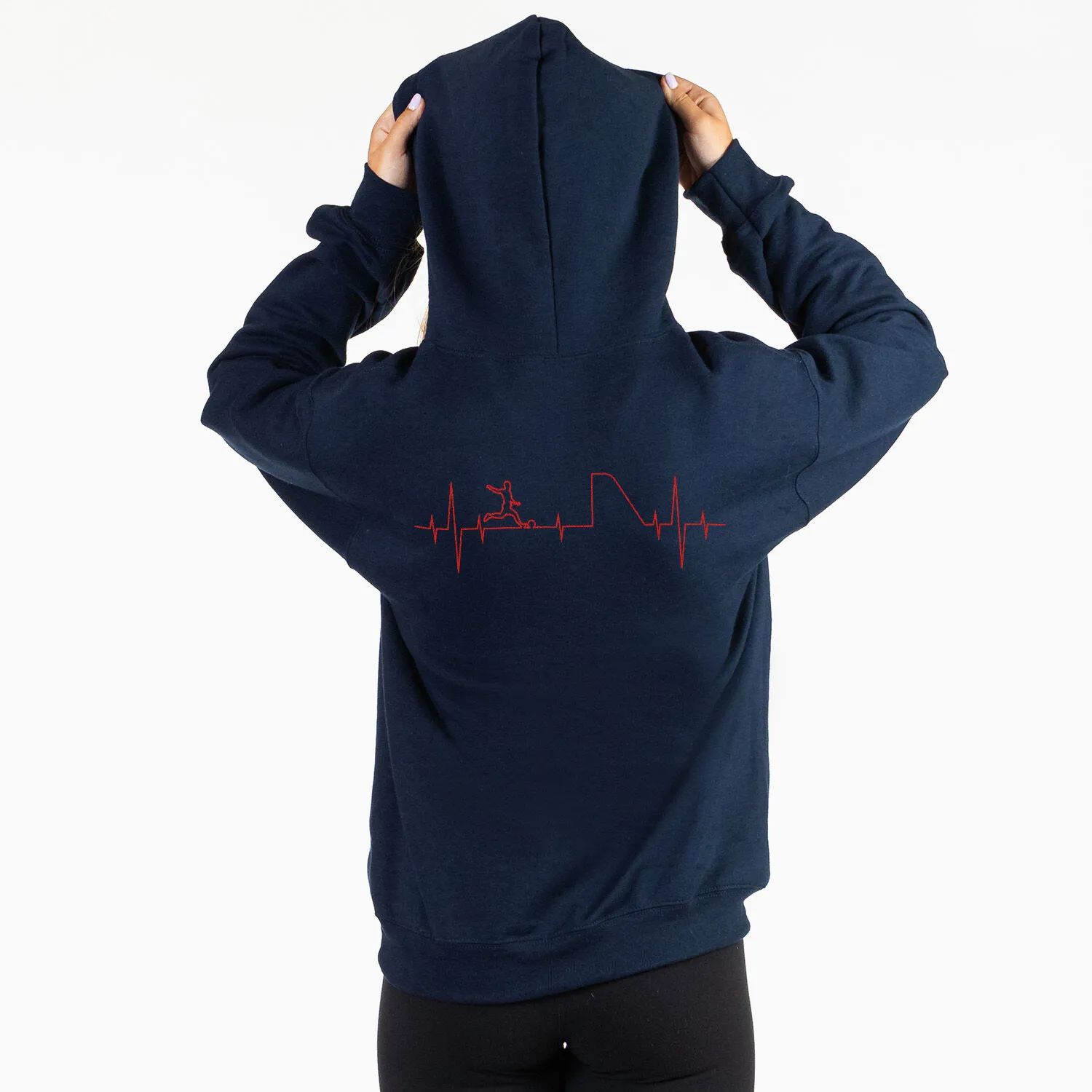 Soccer Hooded Sweatshirt - Soccer Heartbeat (Back Design) 