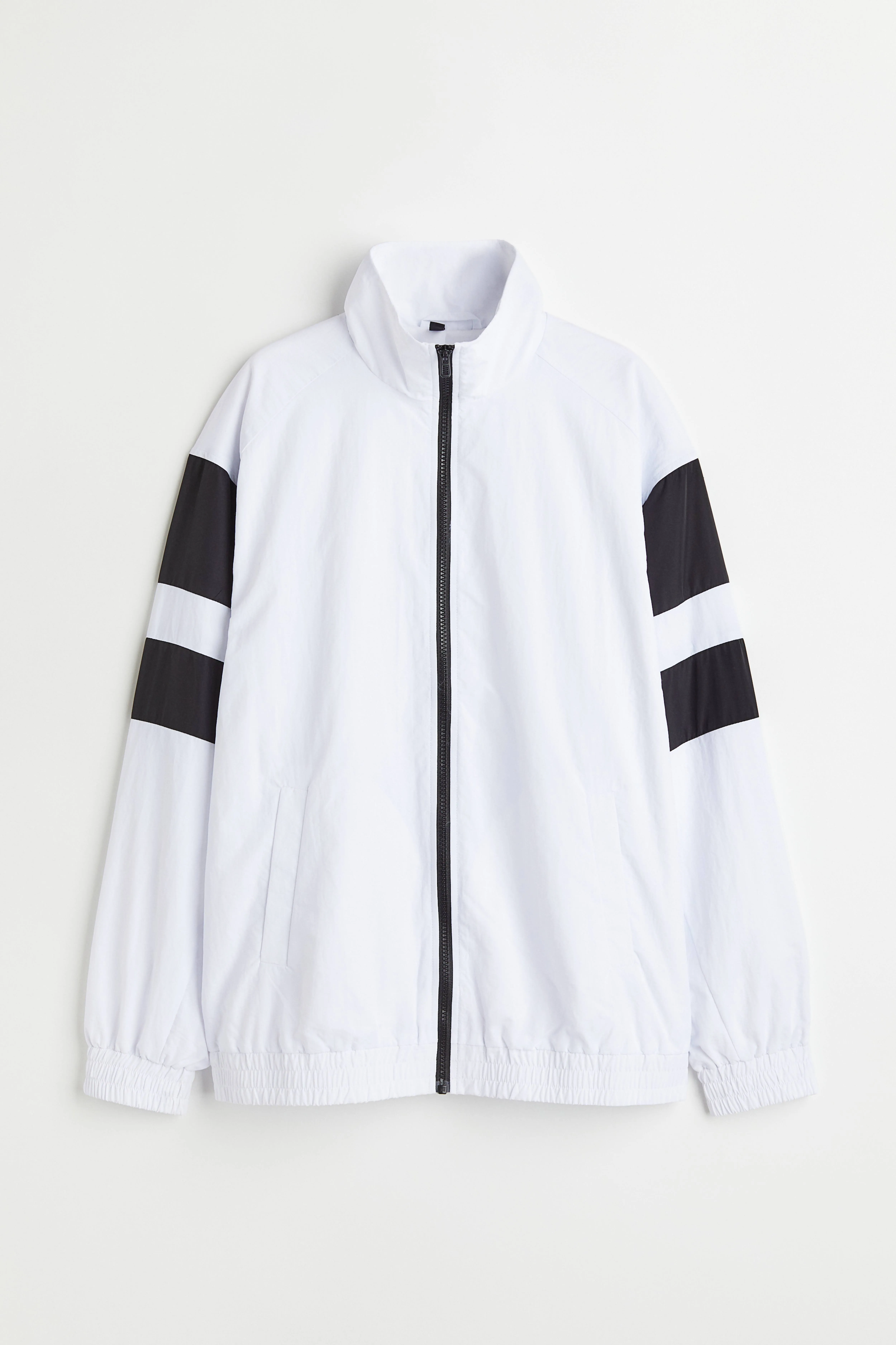 Sporty nylon jacket - Long sleeve - Regular length - White/Block-coloured - Ladies | H&M GB