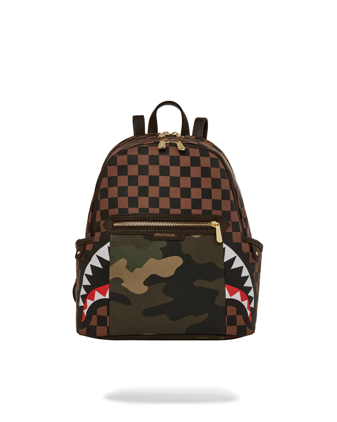 Sprayground Exterior Gold Zip Pocket Sharks in Paris Savage Backpack