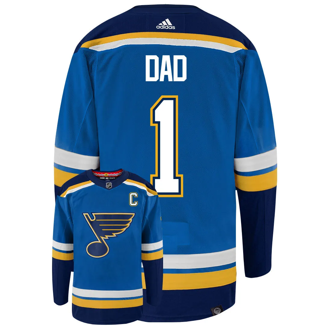 St Louis Blues Dad Number One Adidas Primegreen Authentic NHL Hockey Jersey     