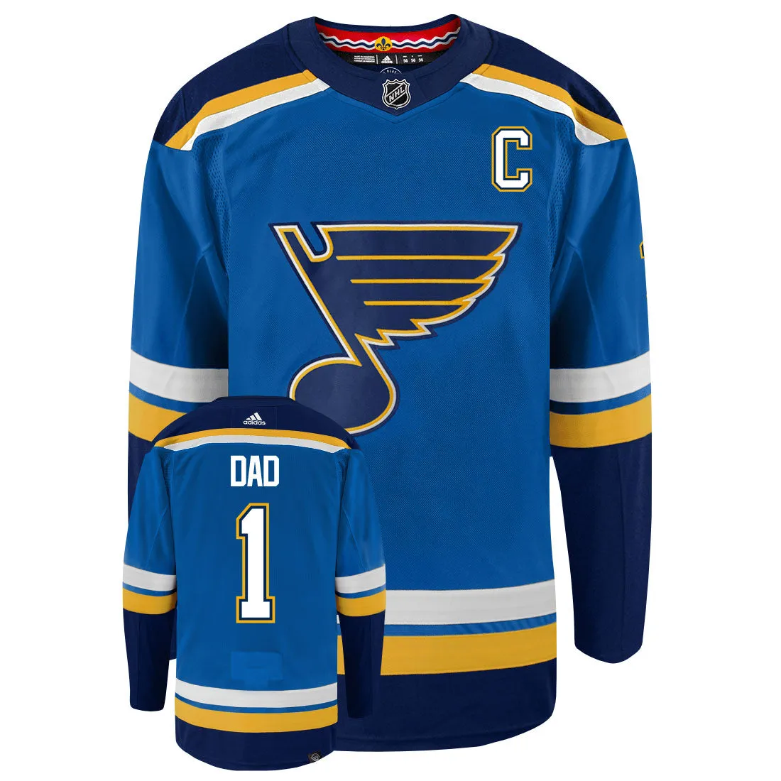 St Louis Blues Dad Number One Adidas Primegreen Authentic NHL Hockey Jersey     