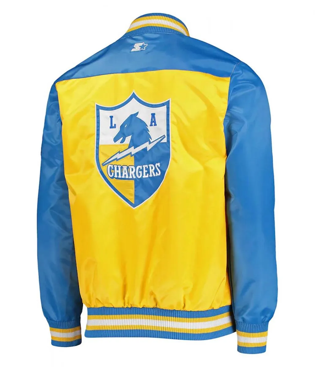 Starter LA Chargers The Tradition II Varsity Satin Blue and Gold Jacket