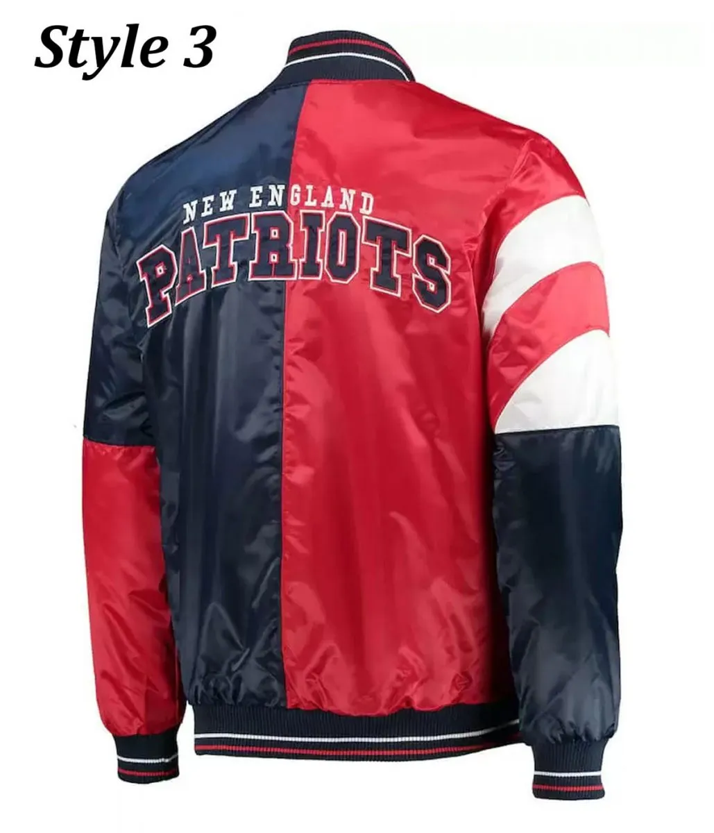 Starter Varsity New England Patriots Blue and Red Satin Jacket