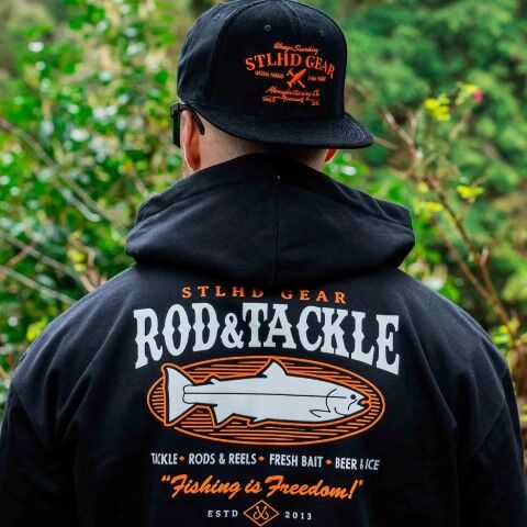 STLHD Men's Rod And Tackle Premium Hoodie in Black