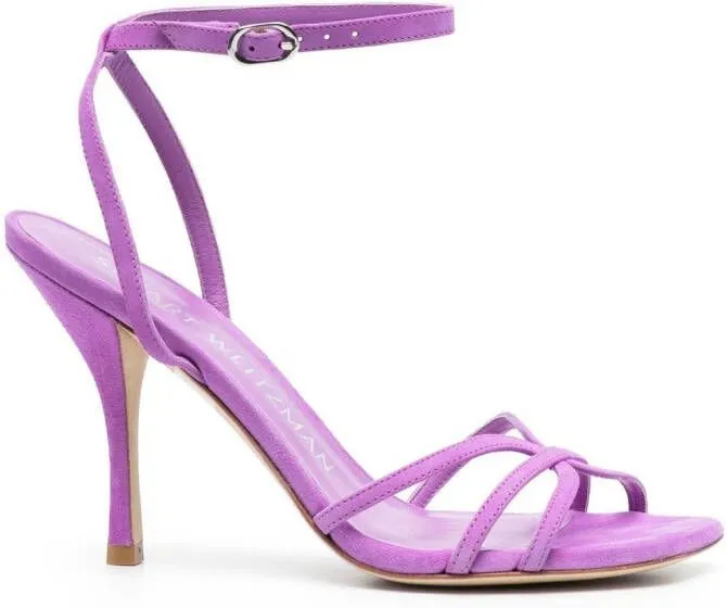 Stuart Weitzman Nudist 100mm suede sandals Purple