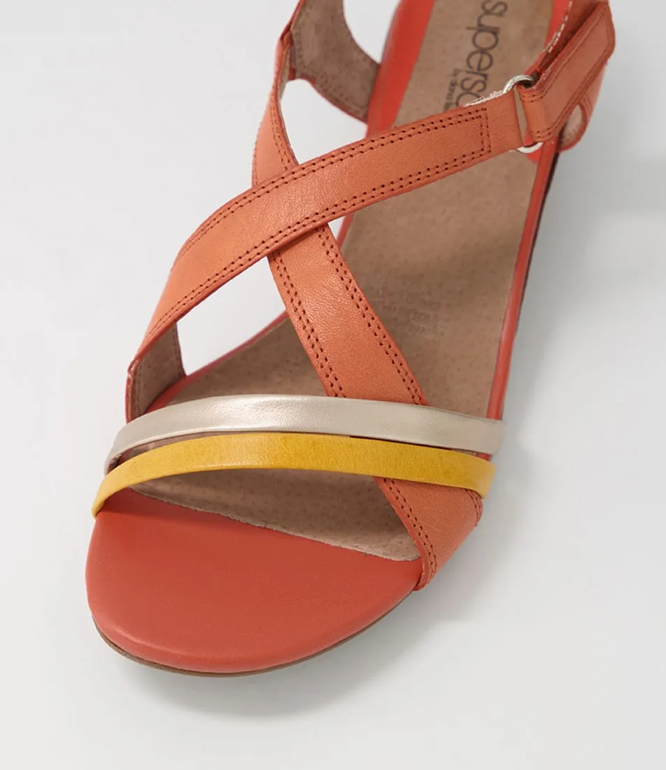 SUPERSOFT Cortina Orange Multi E Leather Sandals