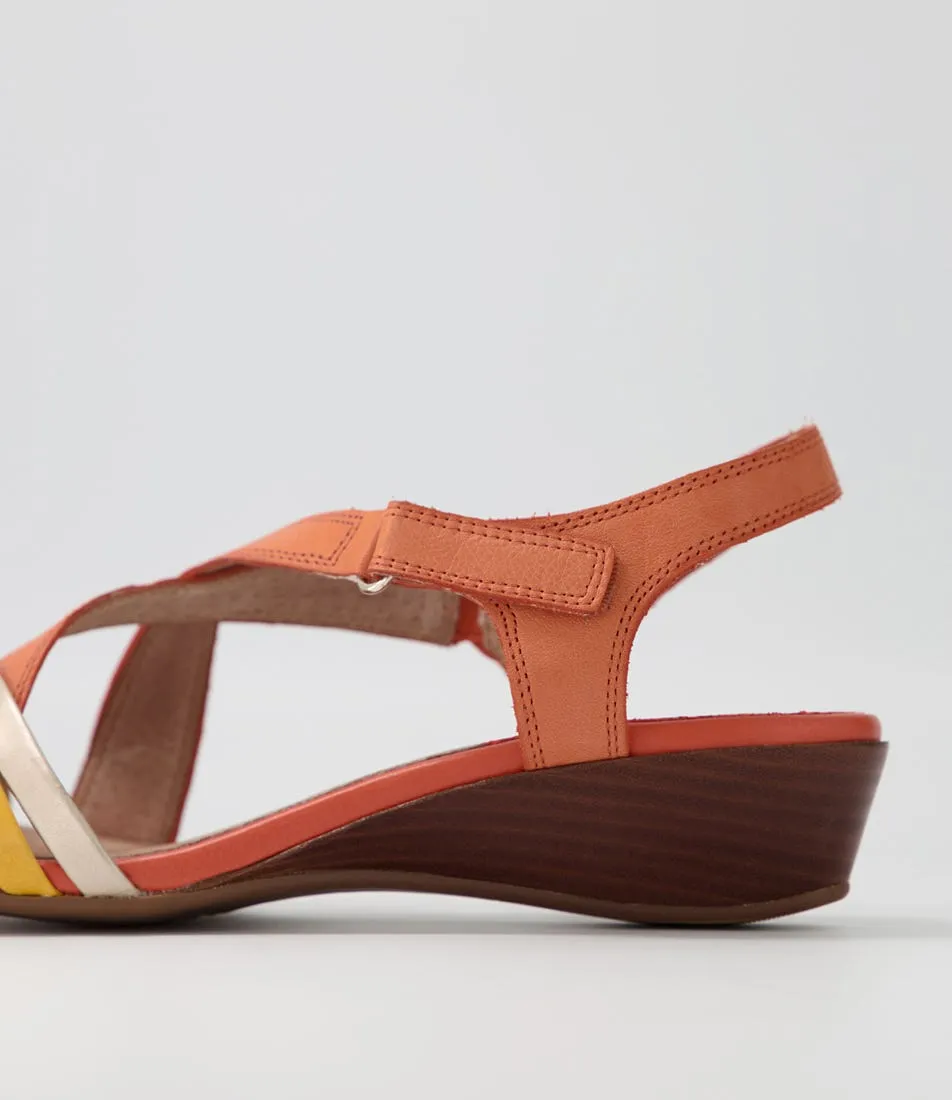 SUPERSOFT Cortina Orange Multi E Leather Sandals