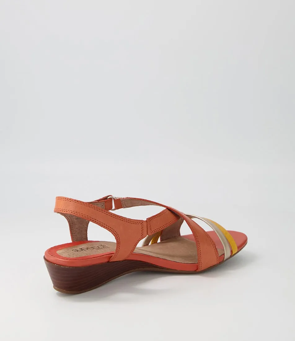 SUPERSOFT Cortina Orange Multi E Leather Sandals