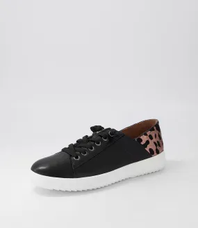 SUPERSOFT Zaylah Black Rose Gold Leopard Leather Pony Sneakers