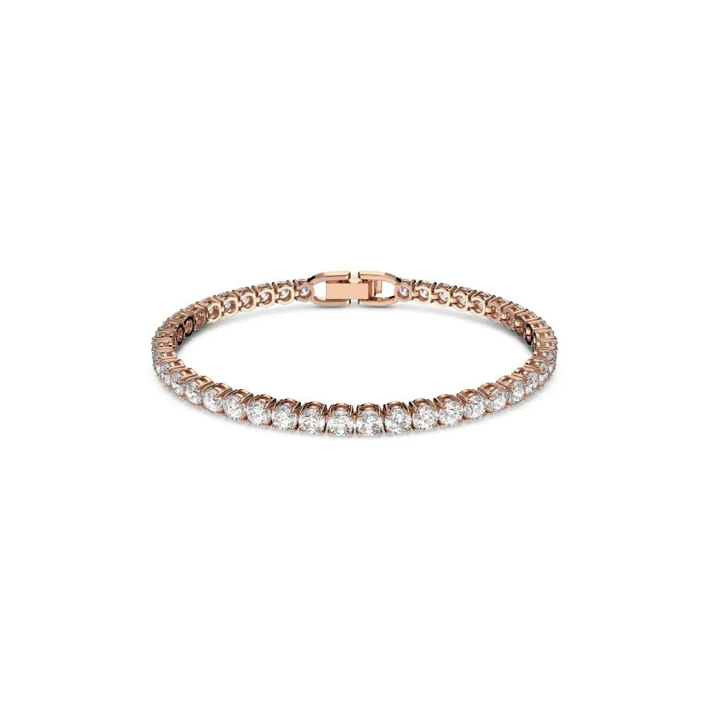 Swarovski Tennis Deluxe Bracelet - Medium - White, Rose Gold-Tone Plated