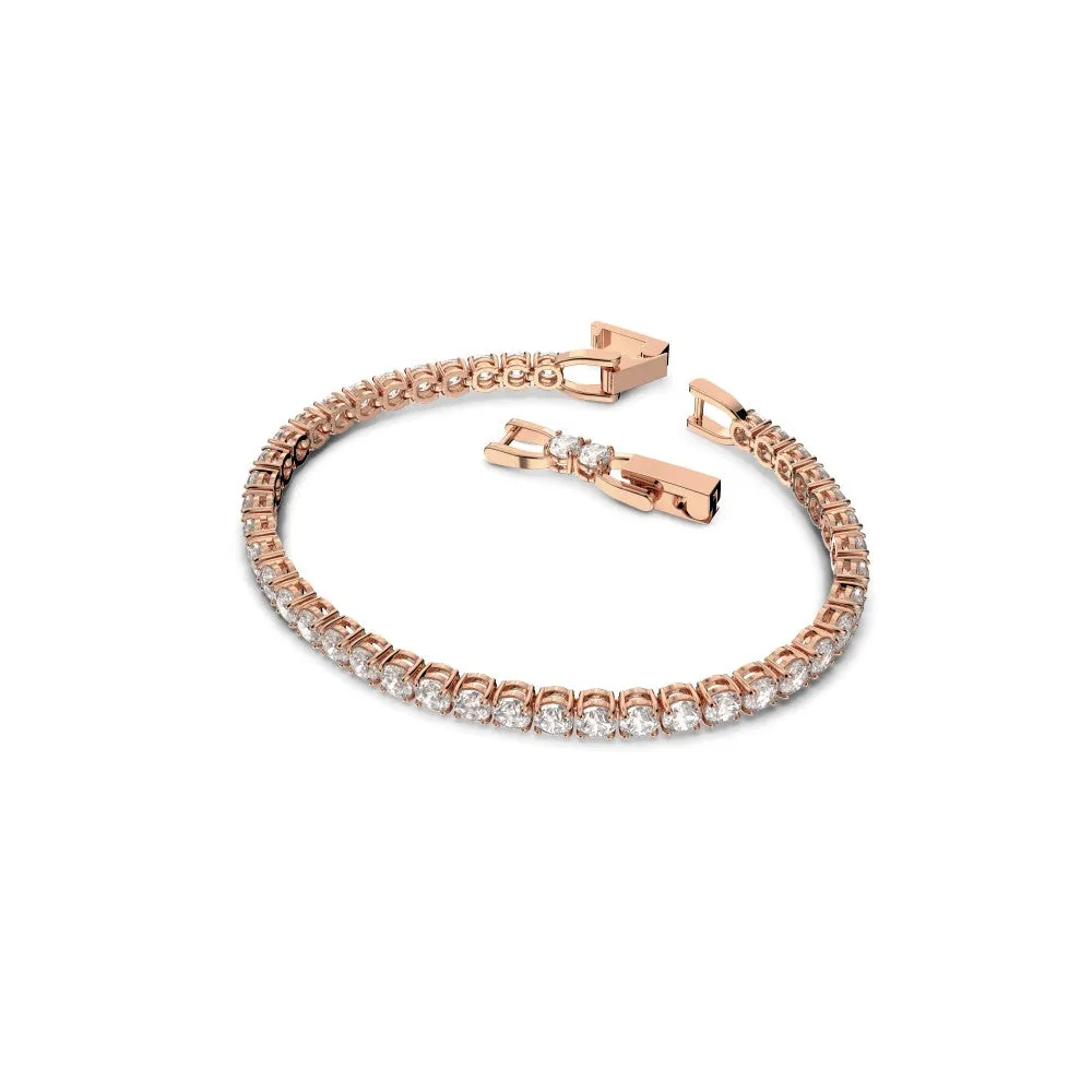 Swarovski Tennis Deluxe Bracelet - Medium - White, Rose Gold-Tone Plated