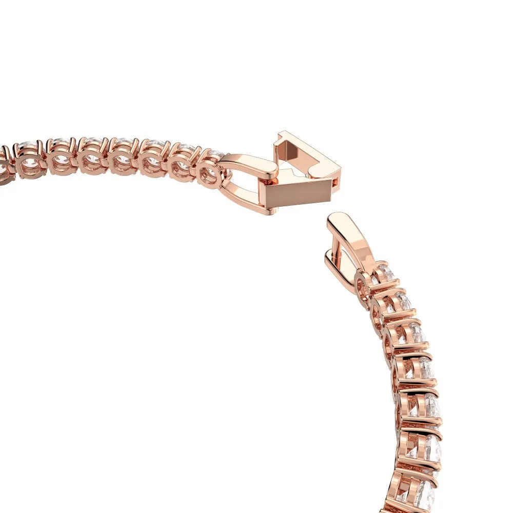 Swarovski Tennis Deluxe Bracelet - Medium - White, Rose Gold-Tone Plated