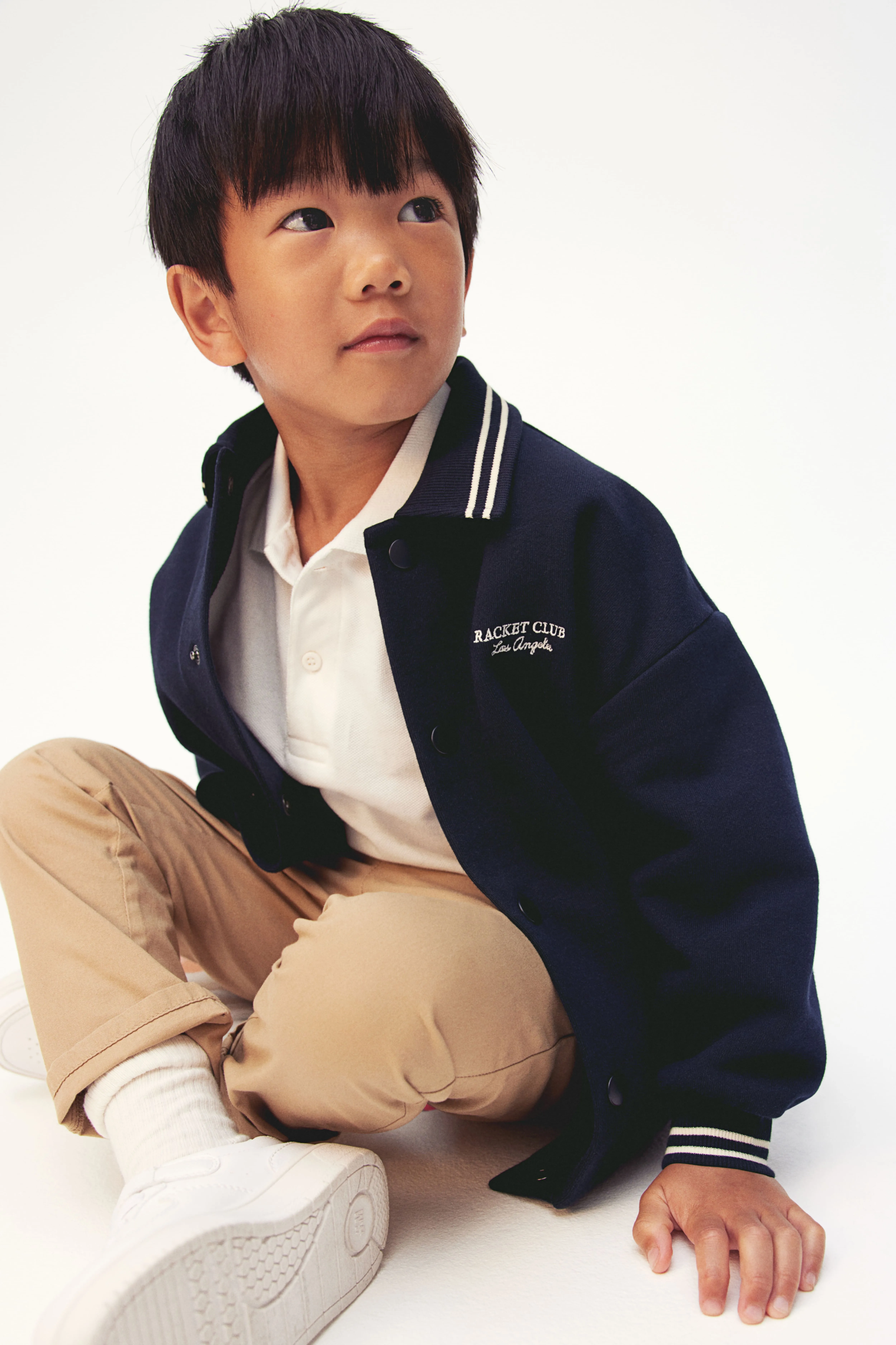 Sweatshirt baseball jacket - Round neck - Long sleeve - Navy blue - Kids | H&M GB