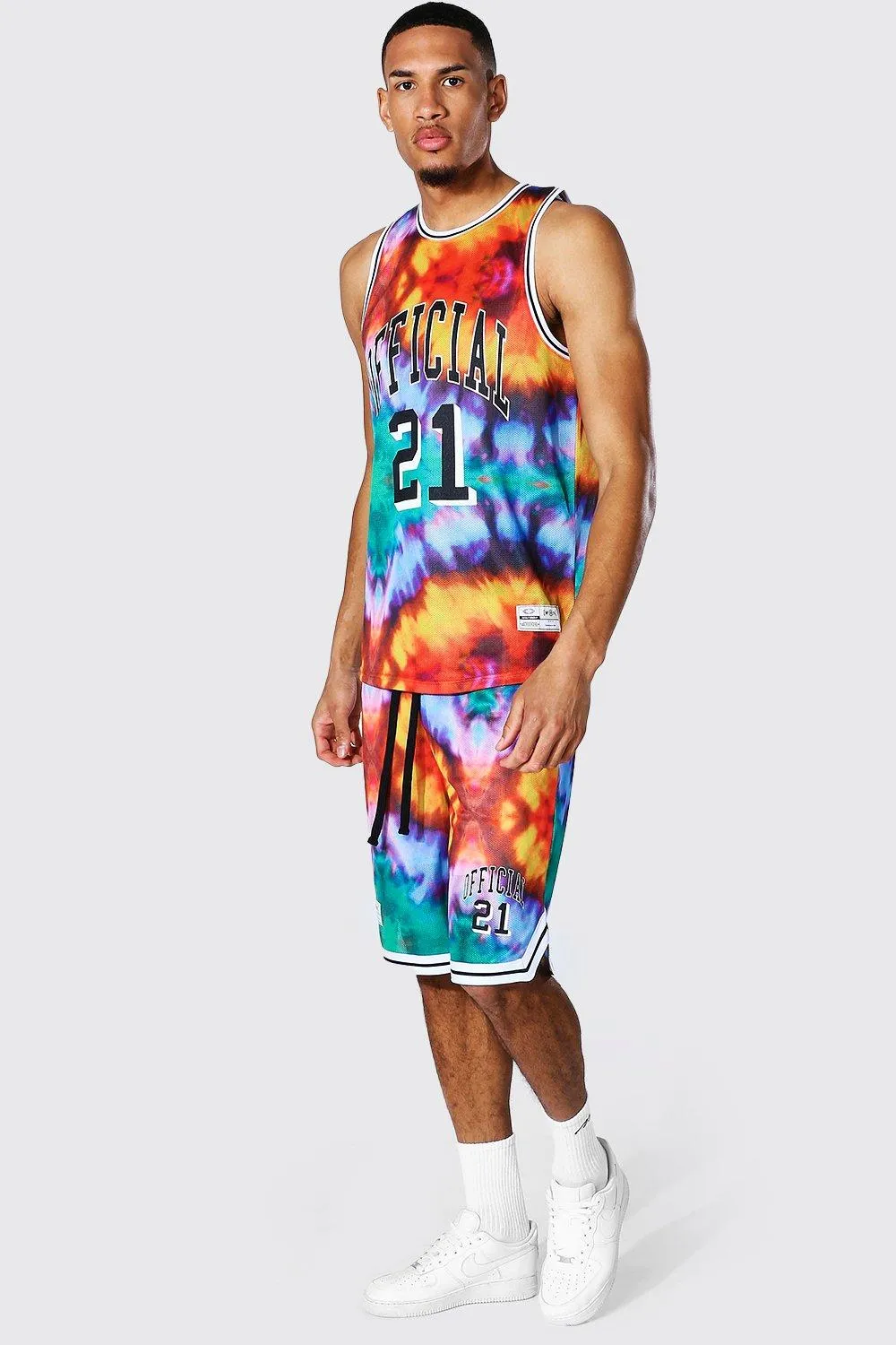 Tall Tie Dye Mesh Basketball Short Set | boohooMAN UK