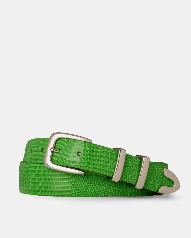 Tapered Lizard Golf Belt in Pat Green