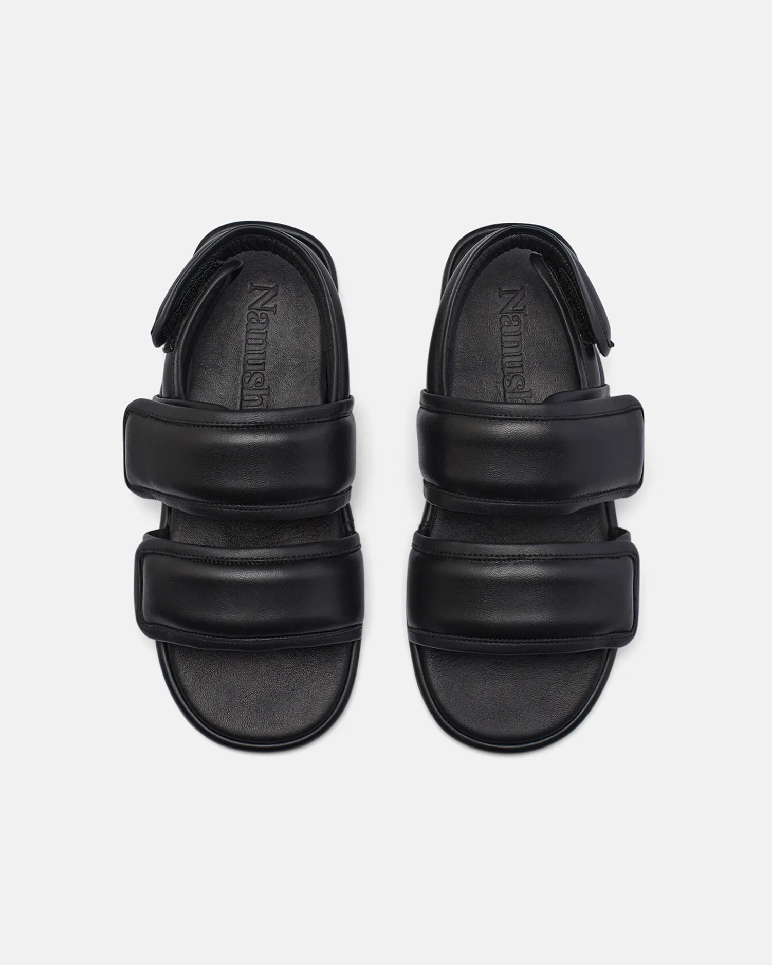 Tarrus - Rounded Toe Padded Flat Sandals - Black