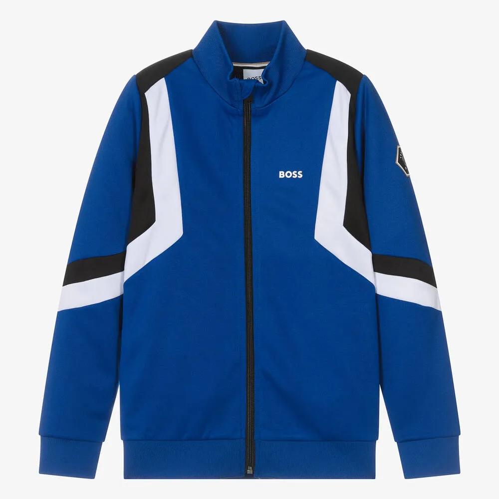 Teen Boys Blue Football Zip-Up Top