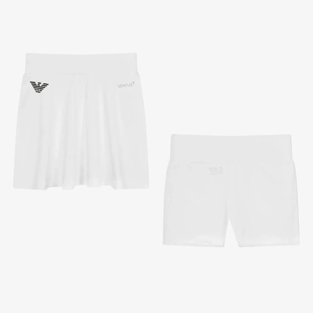 Teen Girls White Ventus7 Tennis Skirt & Shorts Set