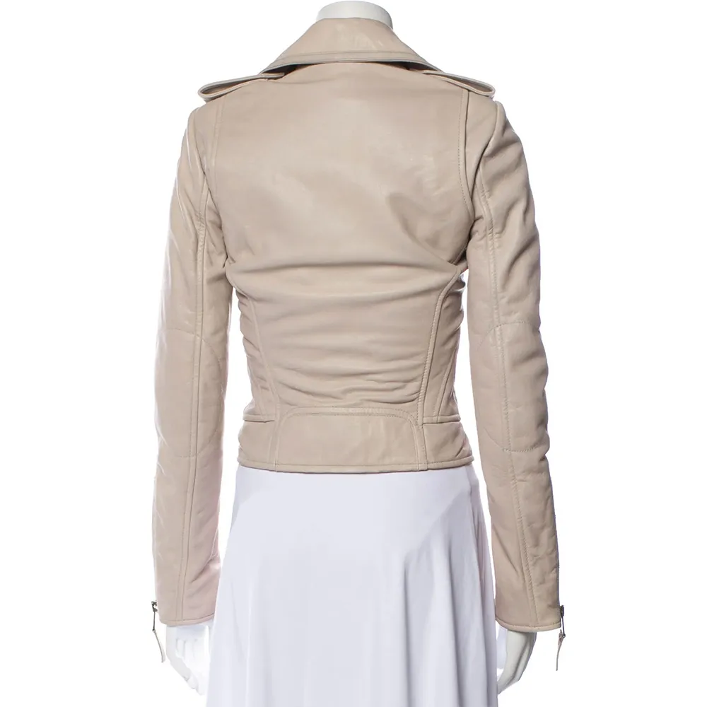 The Vampire Diaries S04 Nina Dobrev Beige Leather Jacket