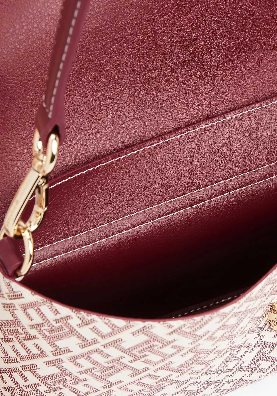 Tommy Hilfiger Monogram Crossbody Bag, White and Burgundy