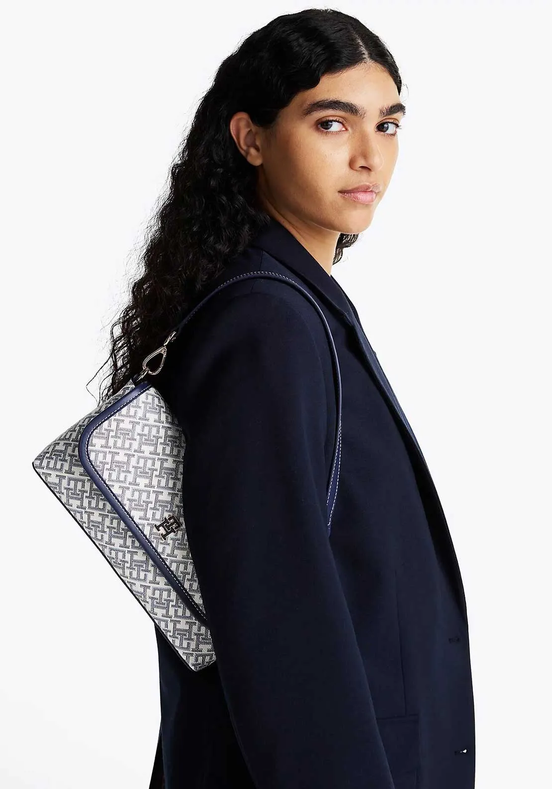 Tommy Hilfiger Monogram Crossbody Bag, White and Navy