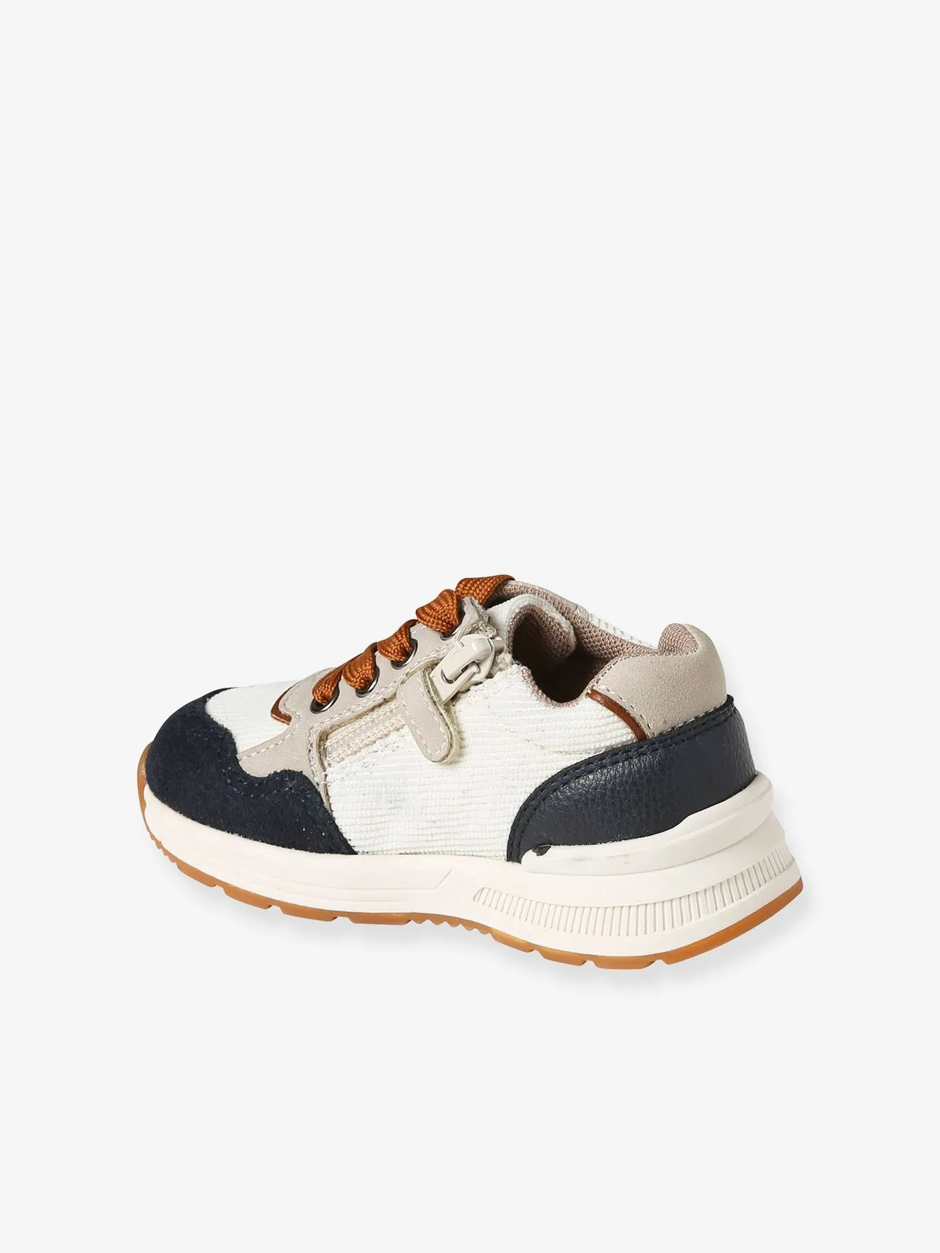 Trainers with Laces & Zip, for Babies - denim blue