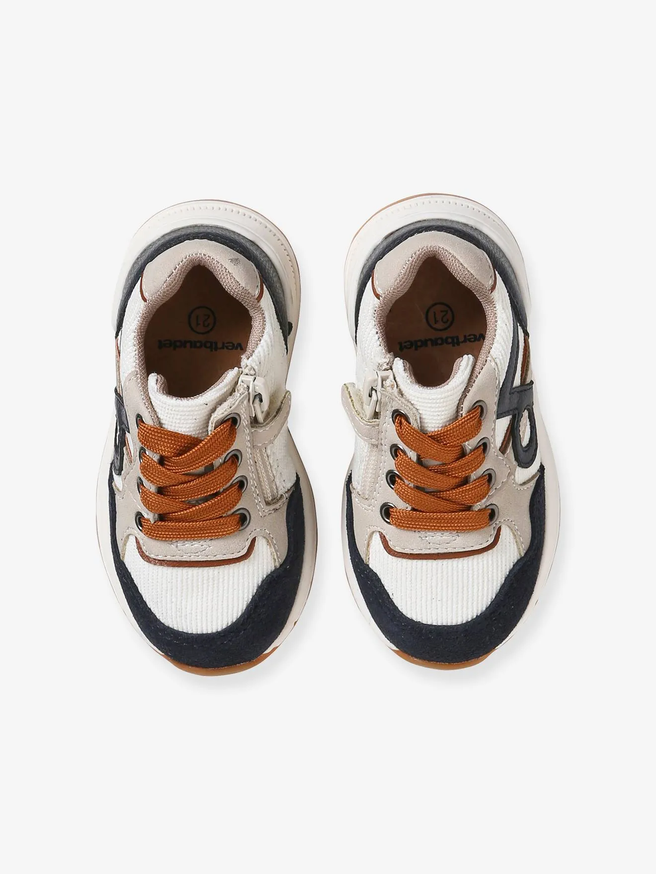 Trainers with Laces & Zip, for Babies - denim blue