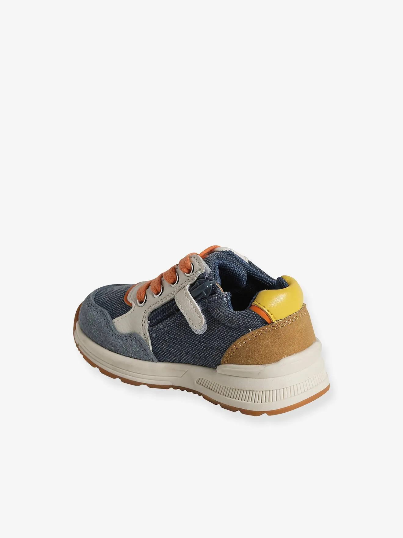 Trainers with Laces & Zip, for Babies - denim blue