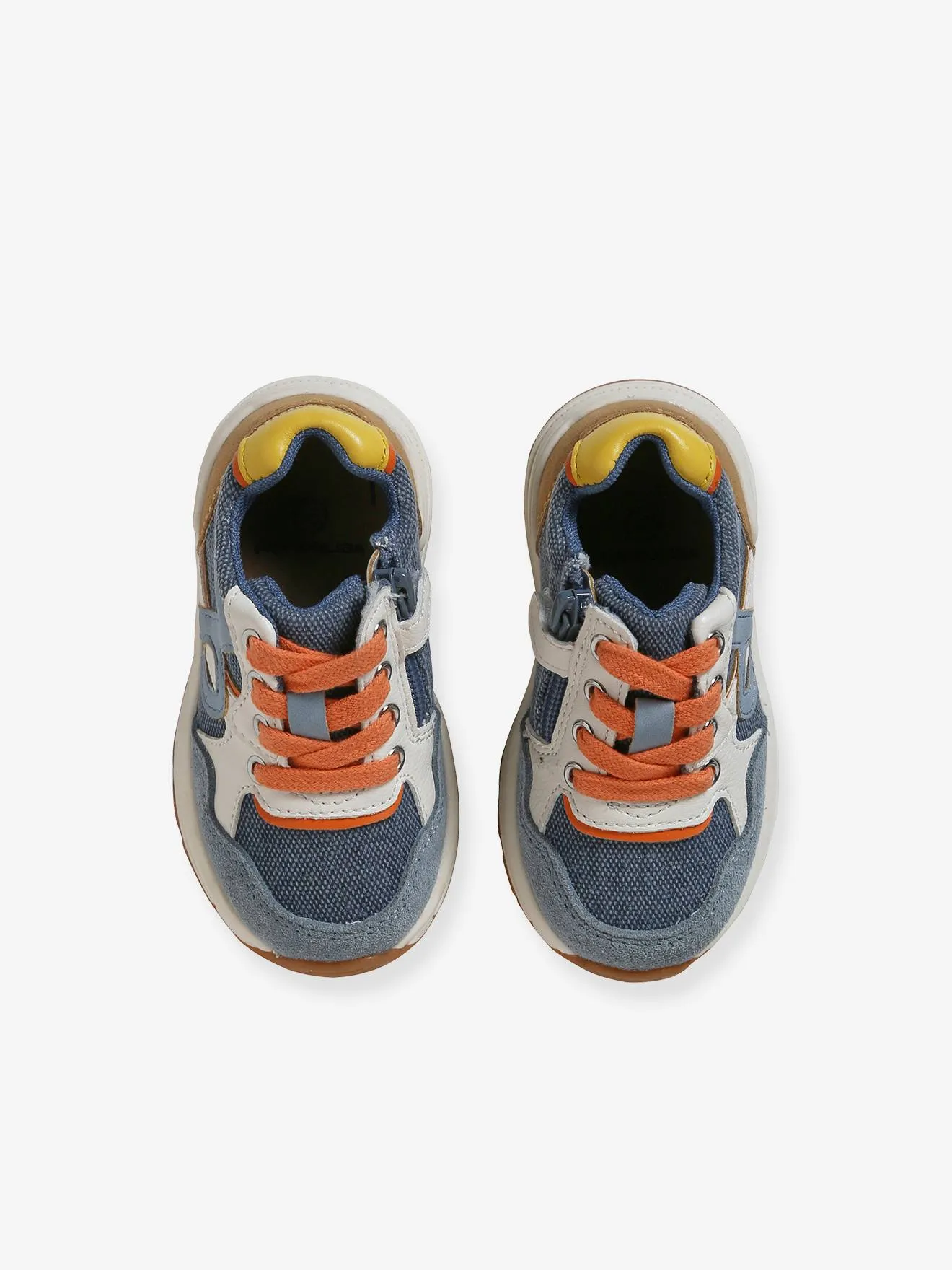 Trainers with Laces & Zip, for Babies - denim blue