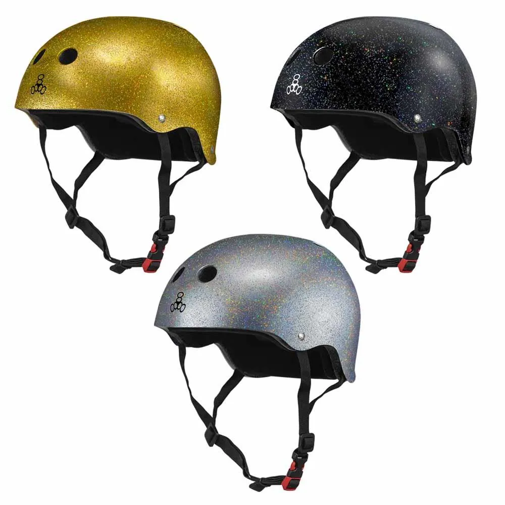 Triple 8 Sweatsaver Cert Skateboard Helmet Glitter Gold