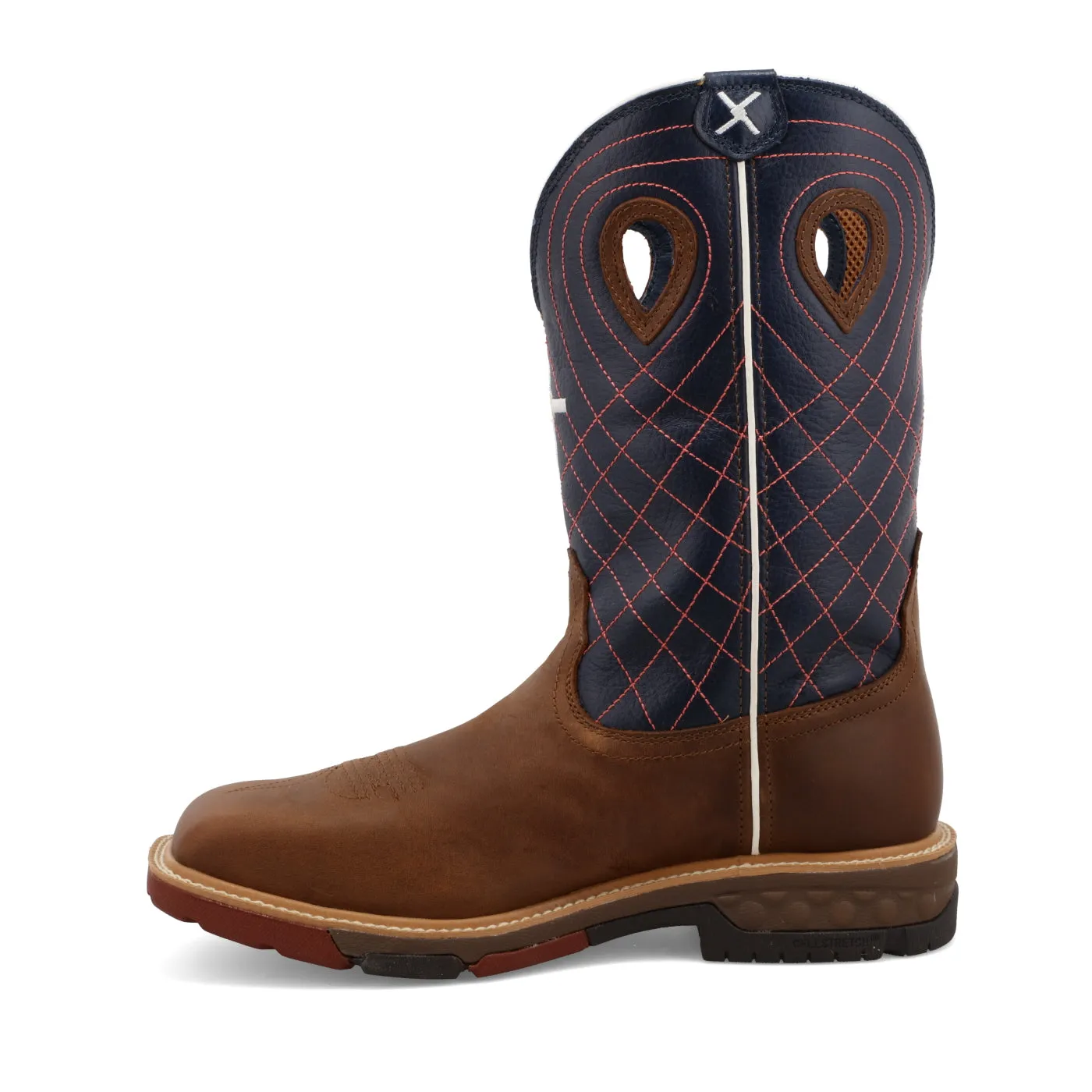 Twisted X Men's 12 Western Work Boot, Mocha & Navy