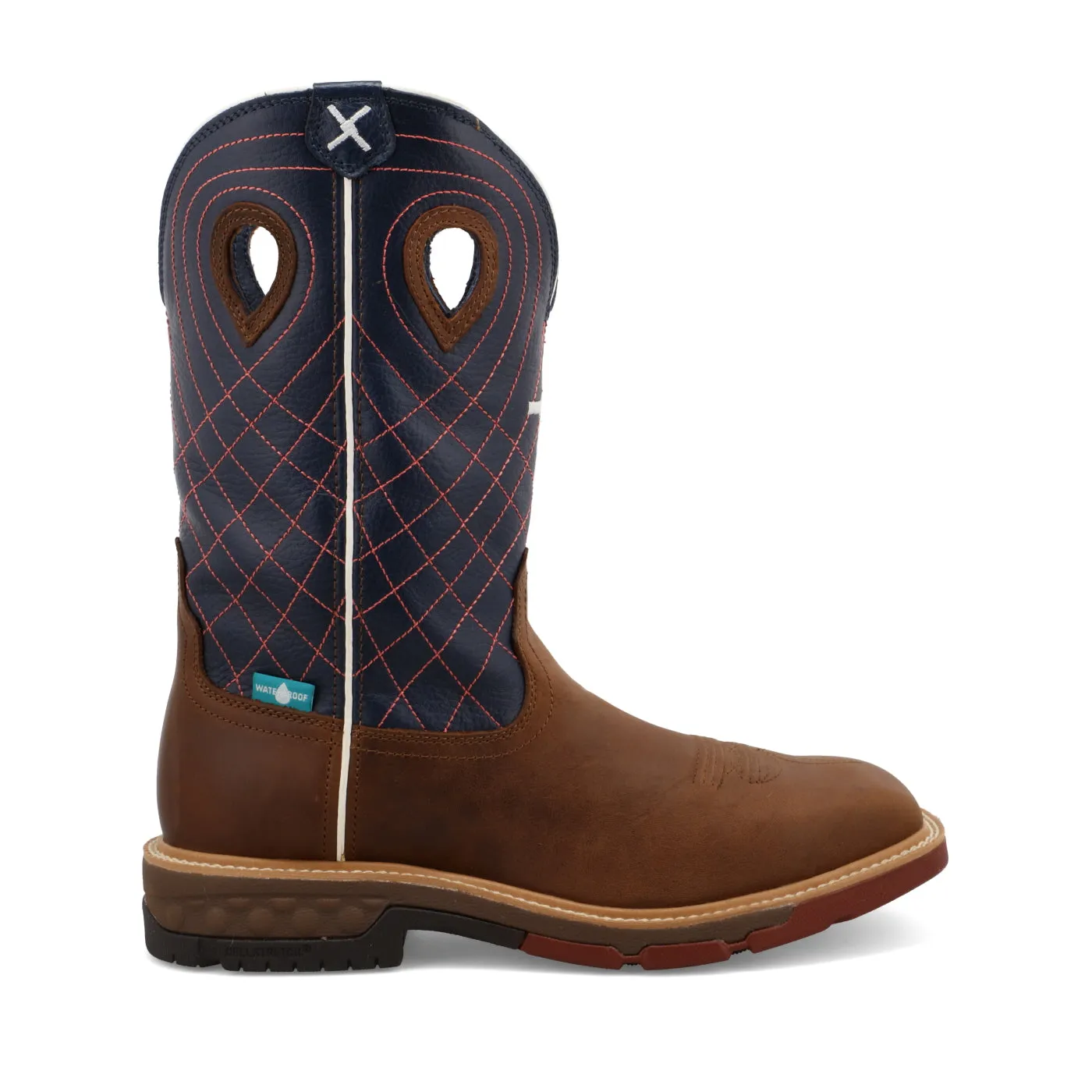 Twisted X Men's 12 Western Work Boot, Mocha & Navy