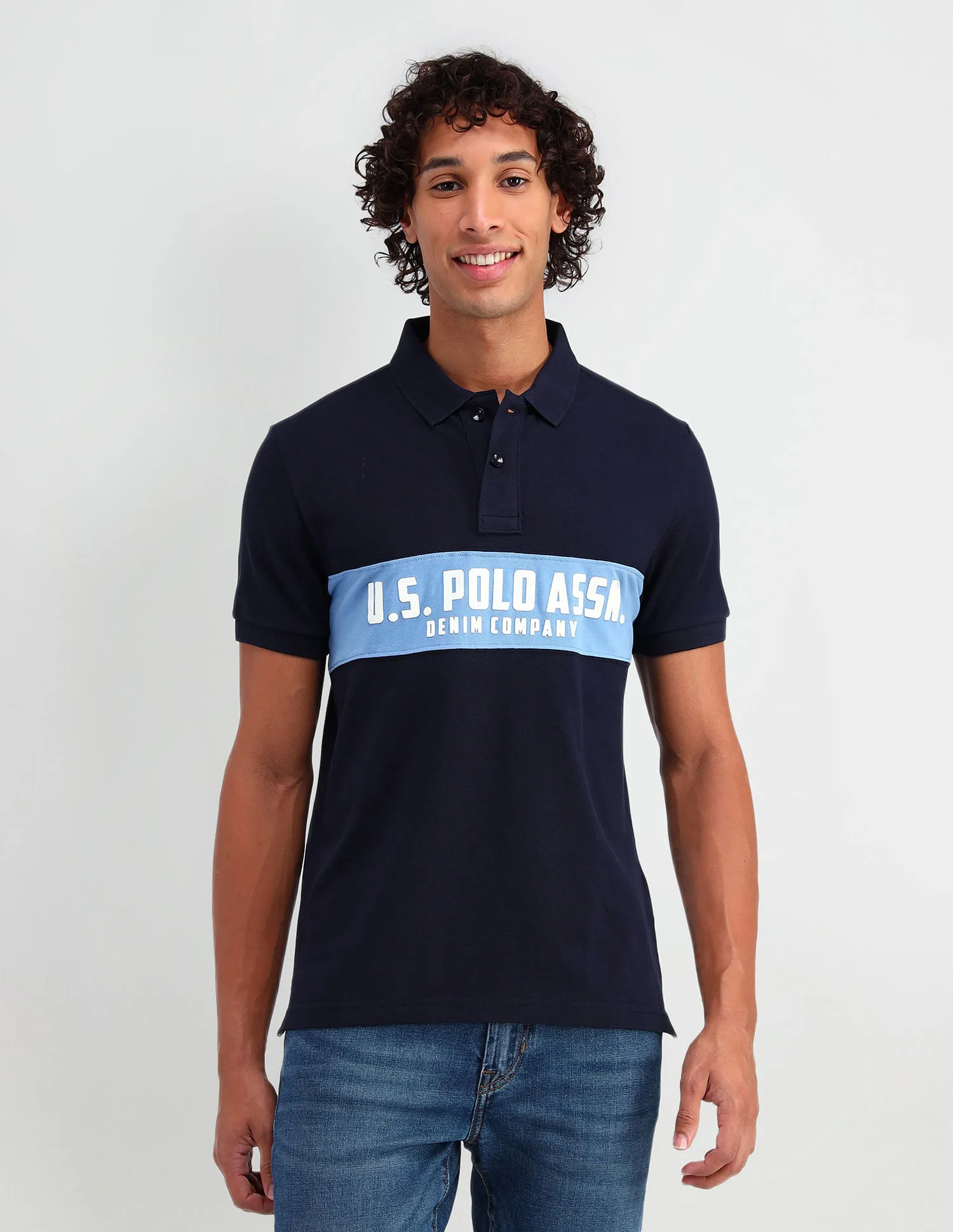 U.S. Polo Assn. Denim Co. Brand Printed Muscle Fit Polo Shirt