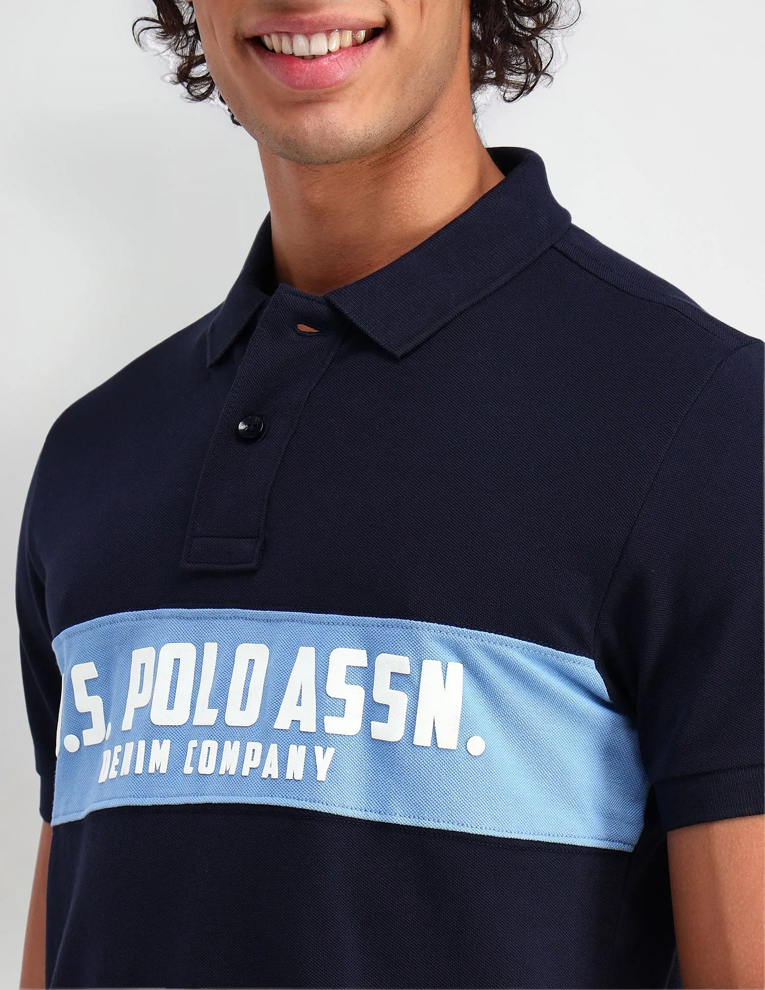 U.S. Polo Assn. Denim Co. Brand Printed Muscle Fit Polo Shirt