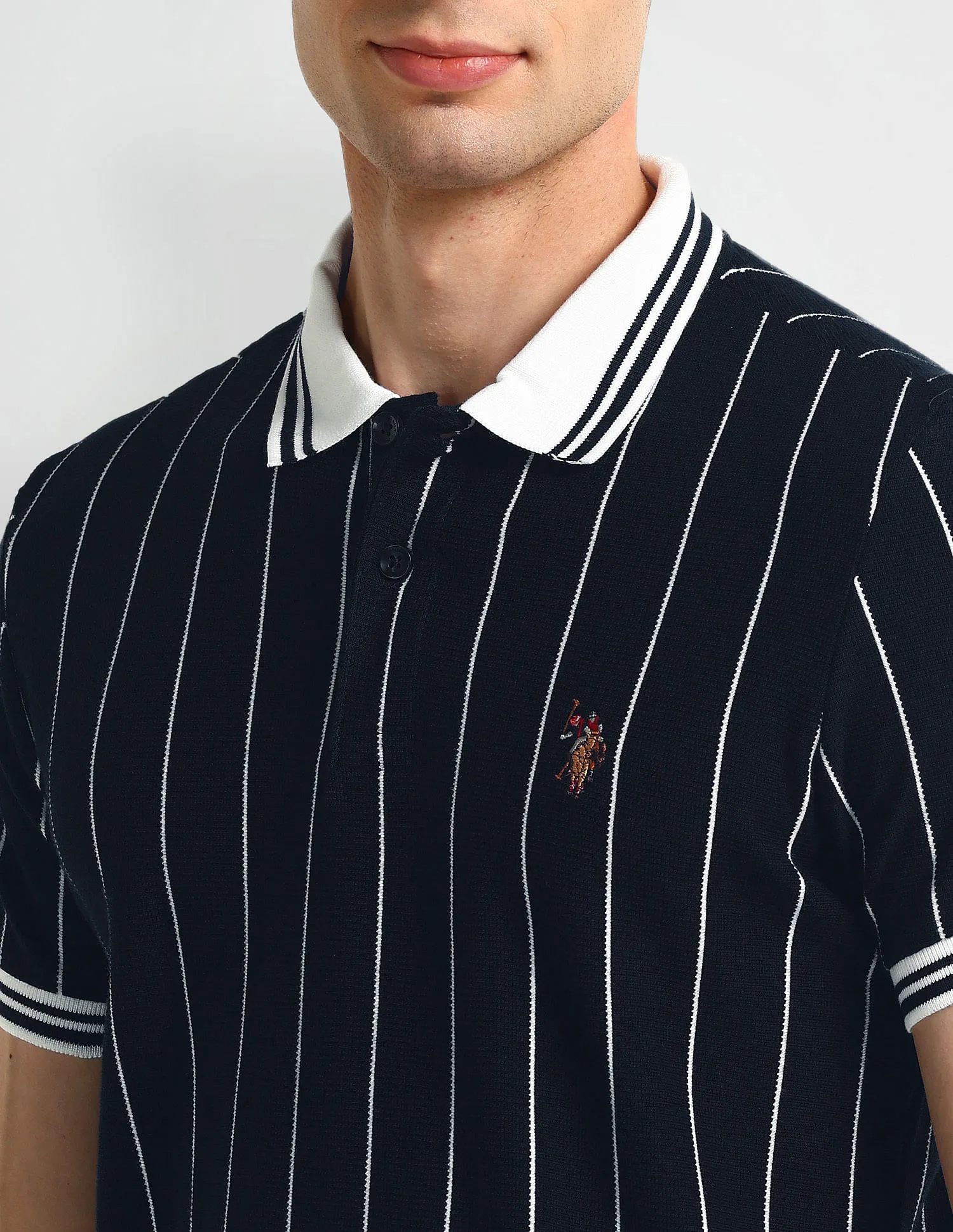 U.S. Polo Assn. Denim Co. Muscle Fit Striped Polo Shirt